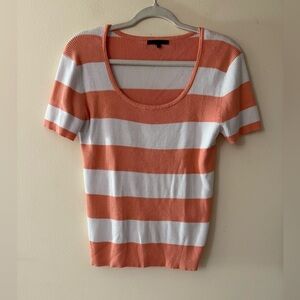 21 Main by Forever 21 Ribbed Striped Top, Peach and White, size XL